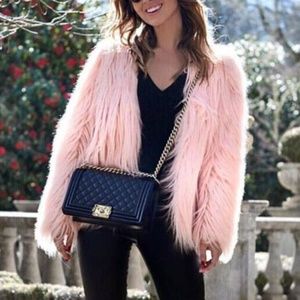 Coats | Lanshifei Pink Faux Fur Coat 